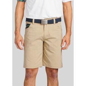 William Murray Straight Fit 10" Golf Shorts Khaki Performance Stretch Flat Front